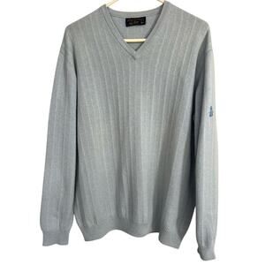 Old Head Golf Peter Scott Mens Teal Blue 100% Cashmere V Neck Sweater Pullover